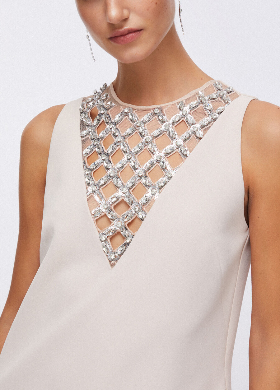 short dress with bejewelled embellishment