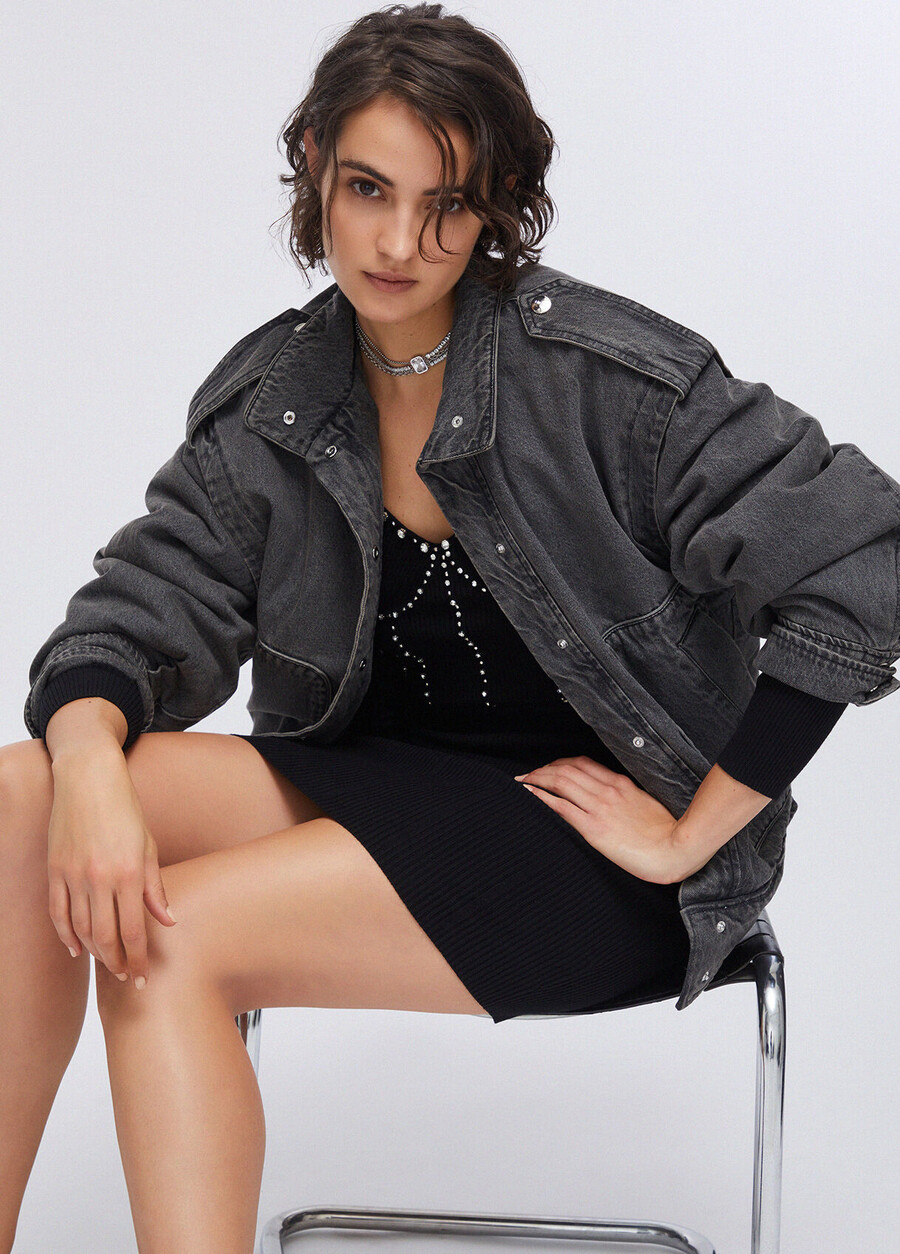 denim jacket with embroidery on the back
