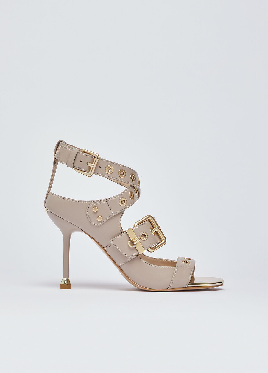 leather sandals with heel.