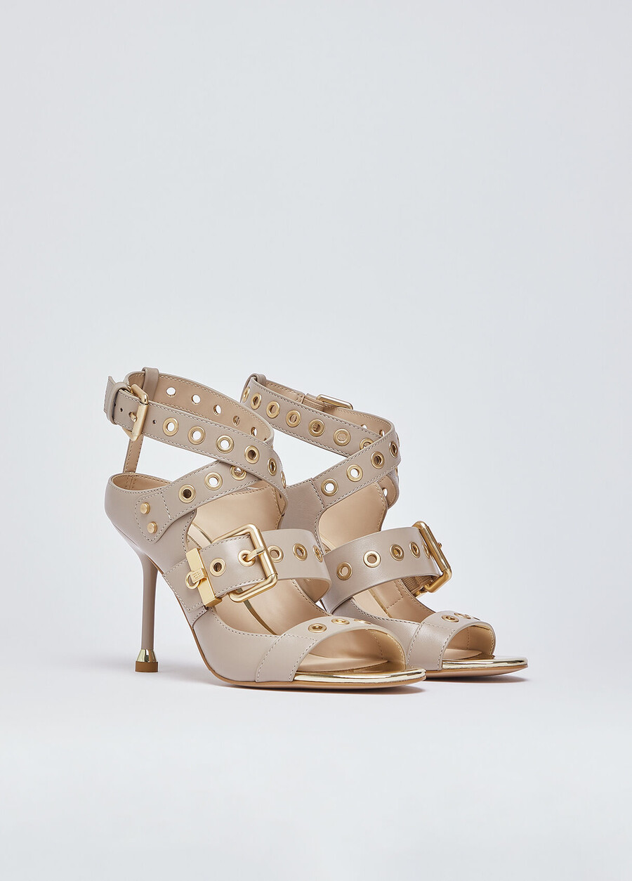 leather sandals with heel.