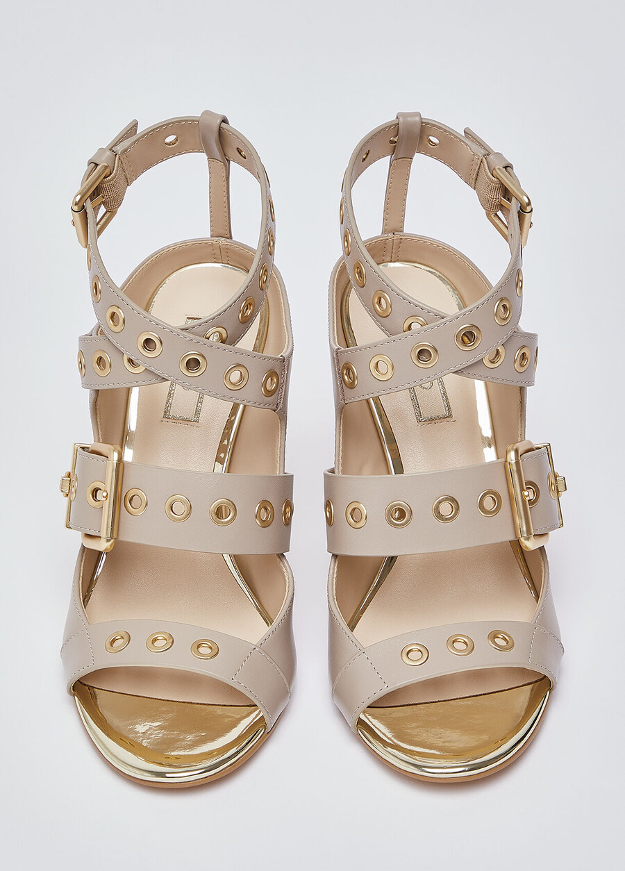 leather sandals with heel.