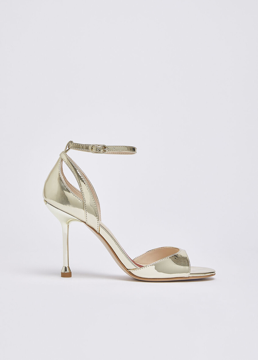 mirrored laminated heeled sandals