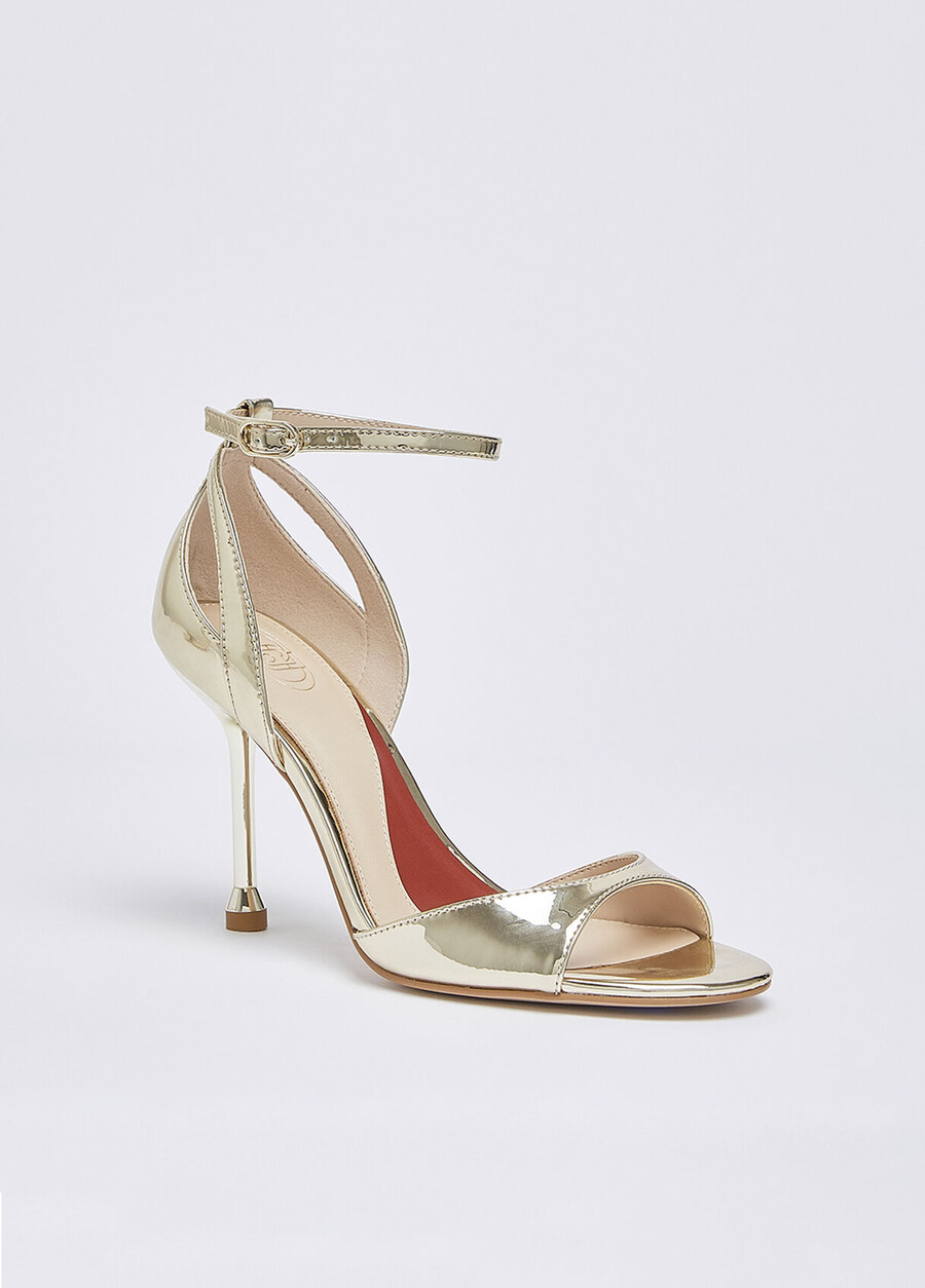 mirrored laminated heeled sandals