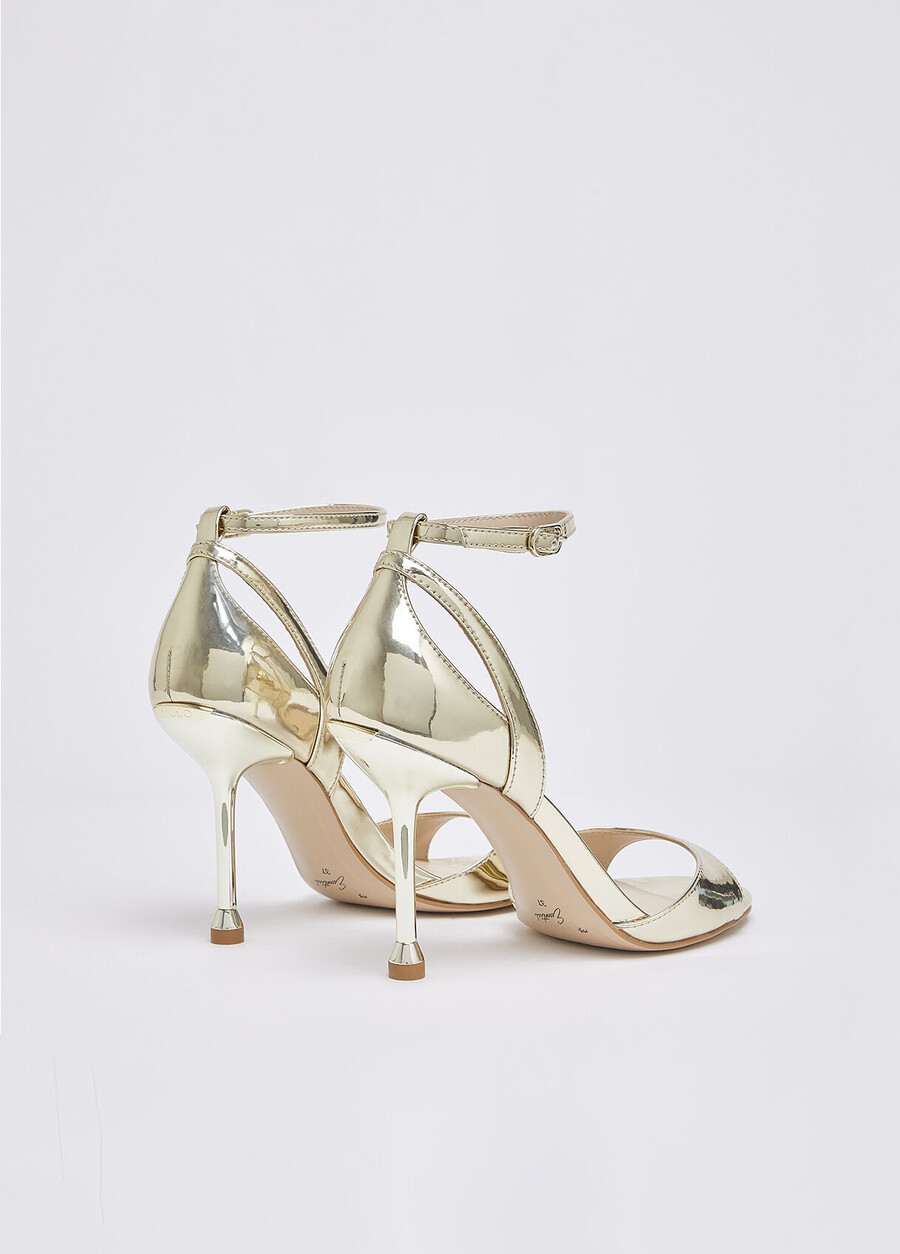 mirrored laminated heeled sandals