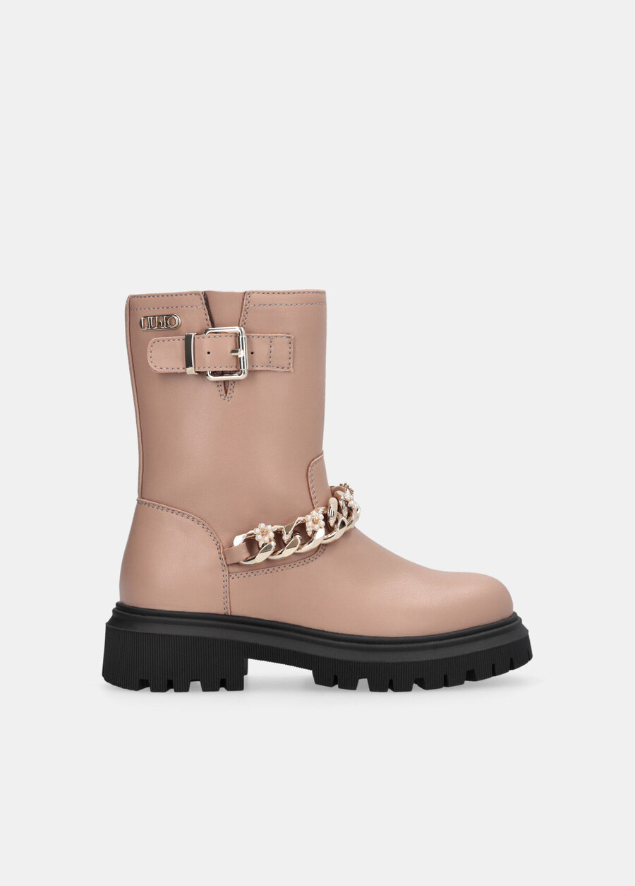 biker boots with bejewelled chain