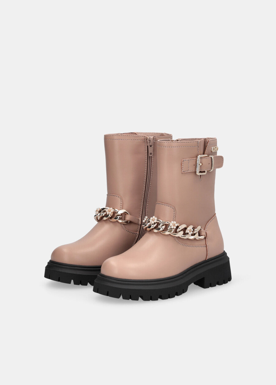 biker boots with bejewelled chain