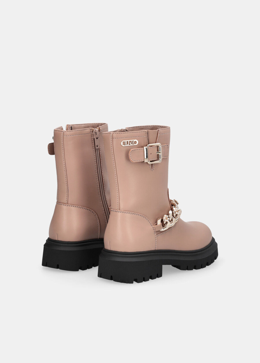 biker boots with bejewelled chain