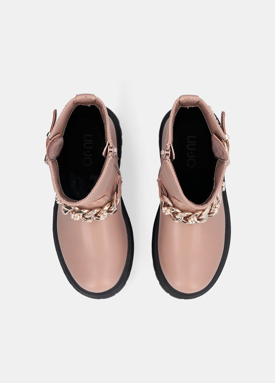 biker boots with bejewelled chain