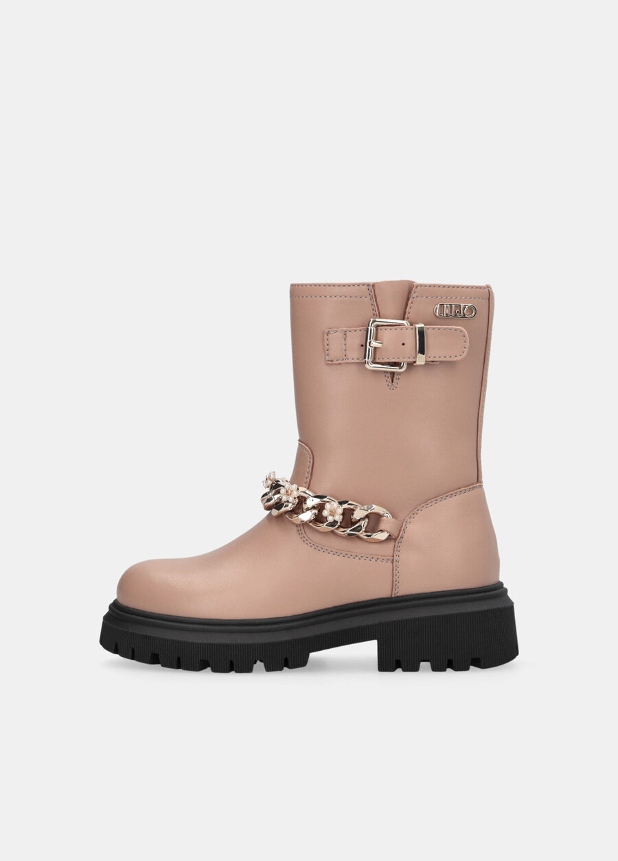 biker boots with bejewelled chain