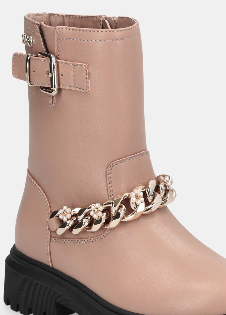 biker boots with bejewelled chain