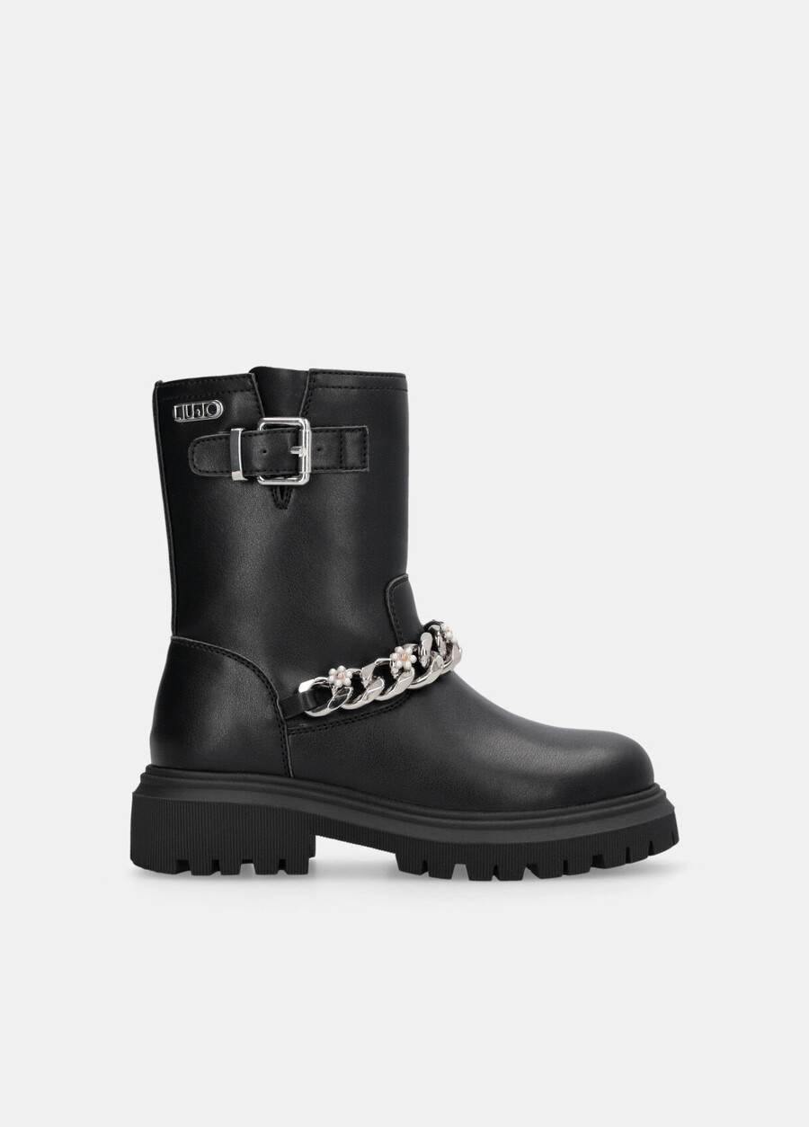 biker boots with bejewelled chain