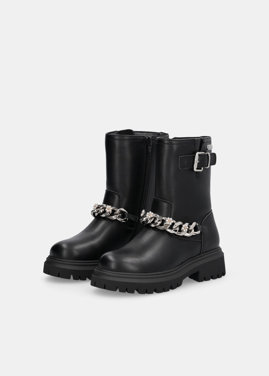 biker boots with bejewelled chain