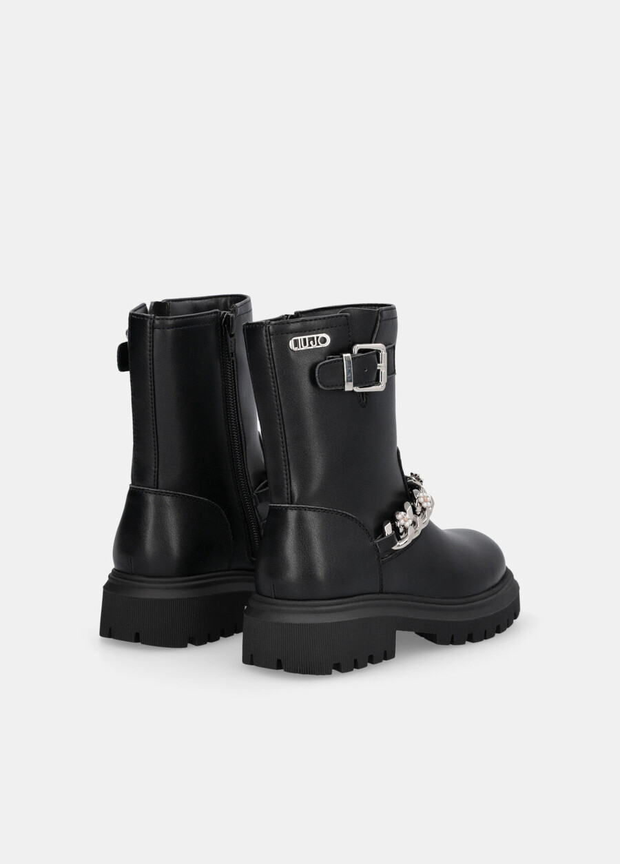 biker boots with bejewelled chain
