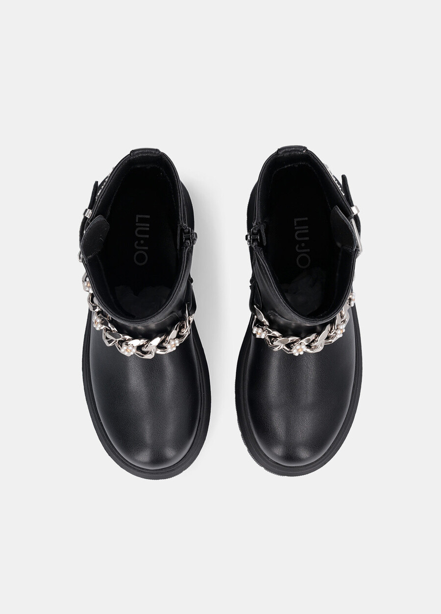 biker boots with bejewelled chain