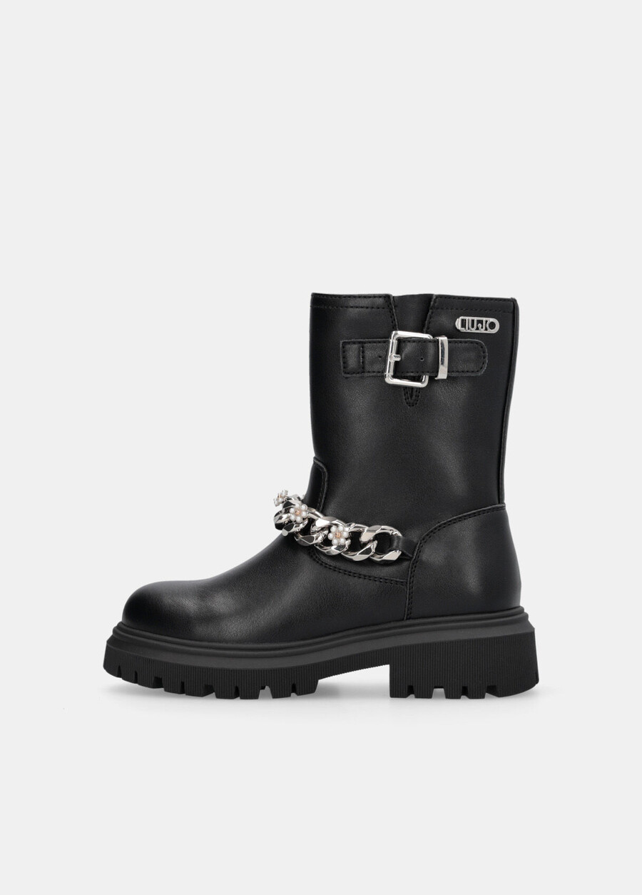 biker boots with bejewelled chain