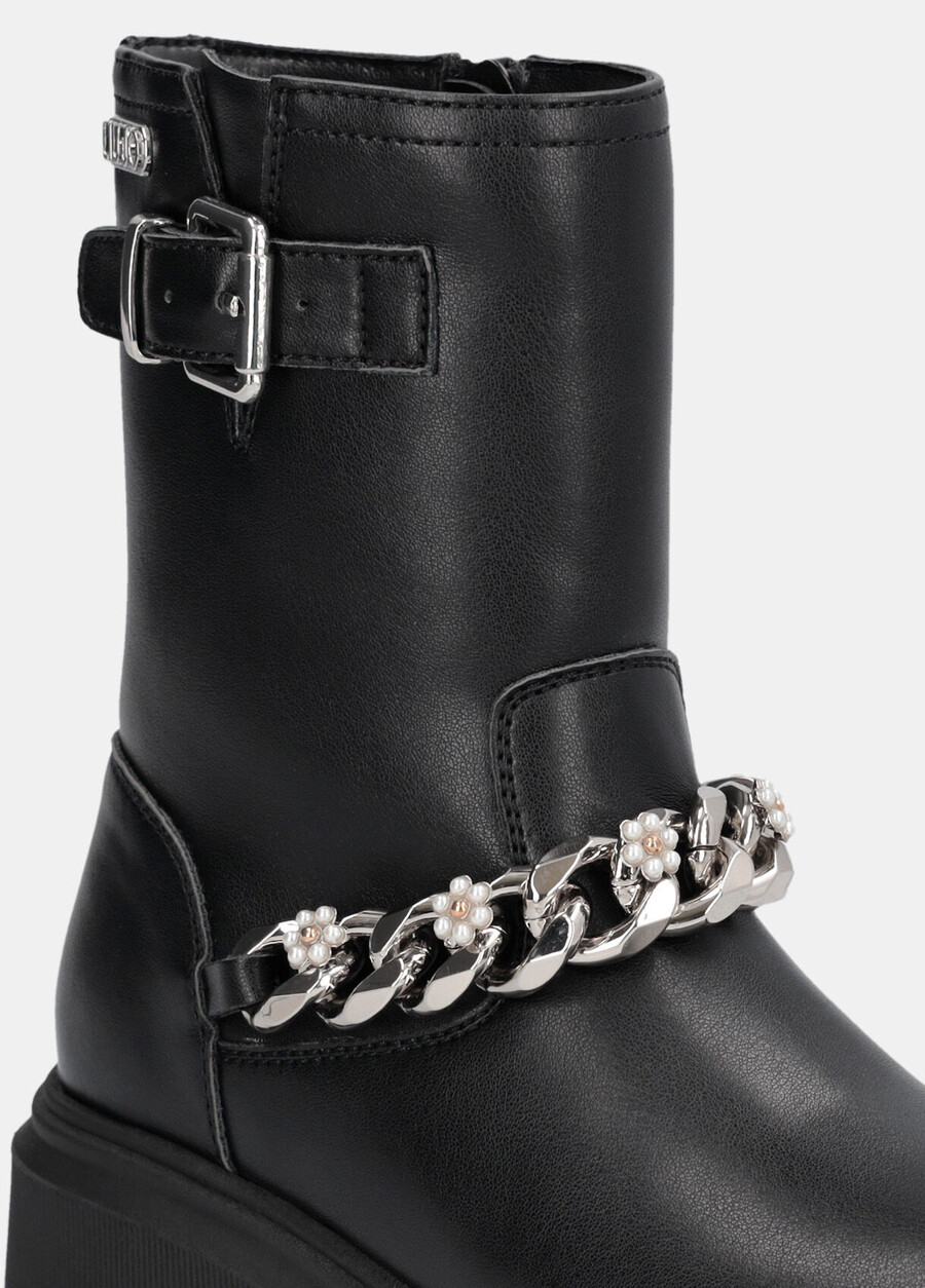 biker boots with bejewelled chain