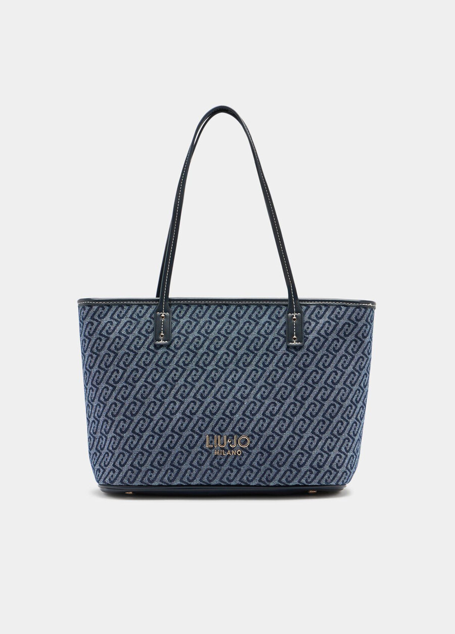 jacquard denim tote bag