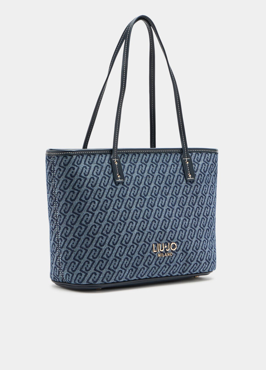 jacquard denim tote bag