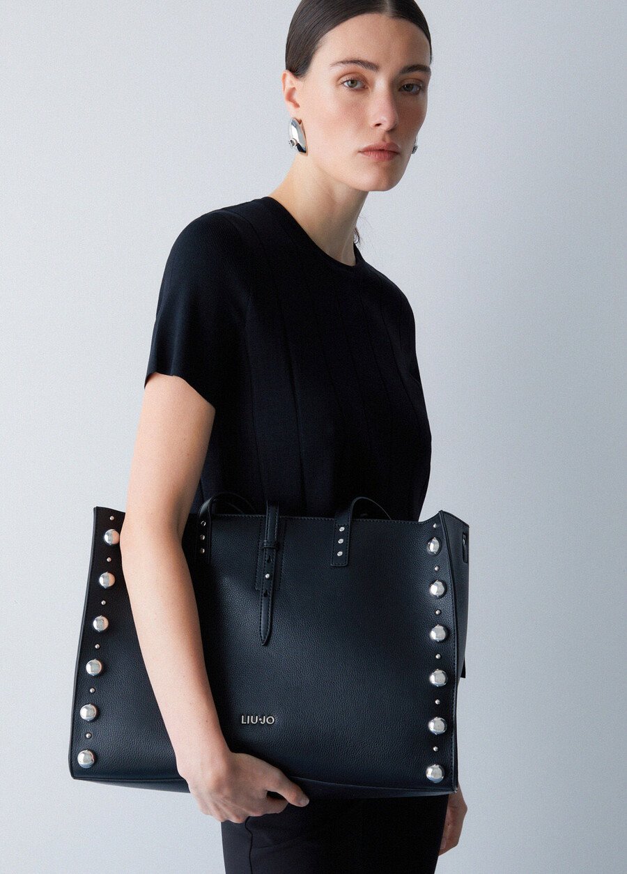 large studded tote bag