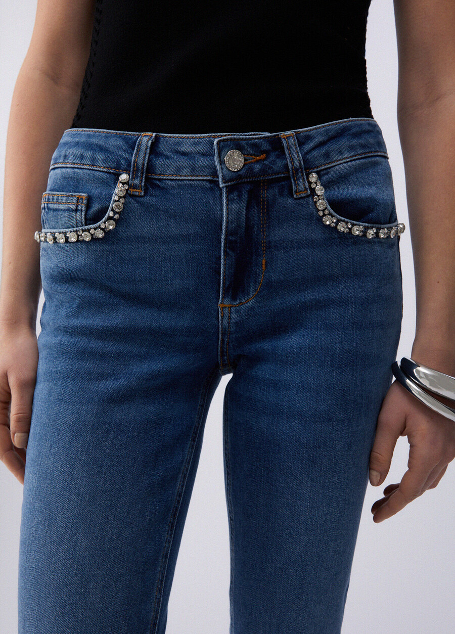 skinny jeans with bejewelled embellishment