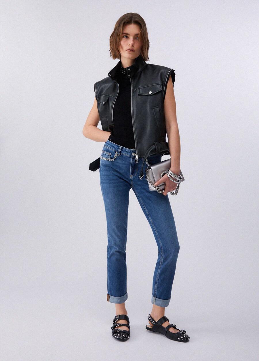 skinny jeans with bejewelled embellishment