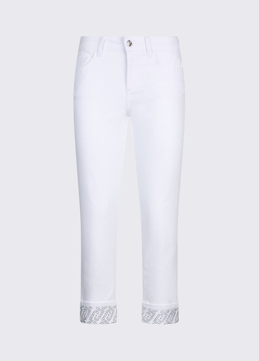 skinny trousers with turnups and gemstones