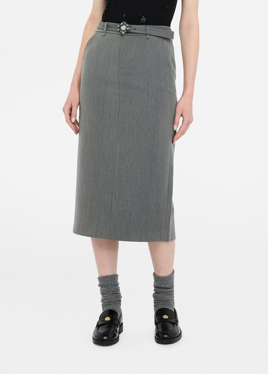 midi skirt with bejewelled belt