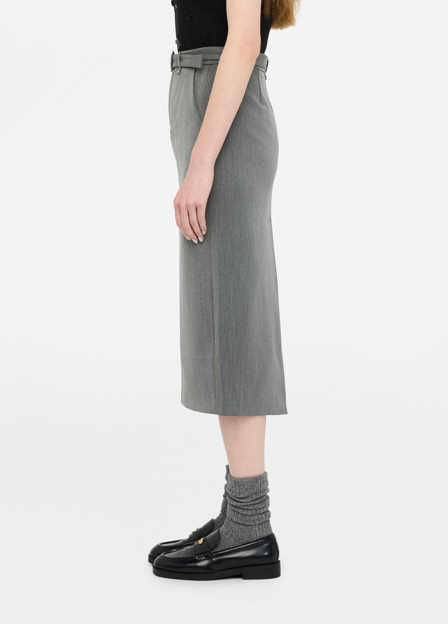 midi skirt with bejewelled belt