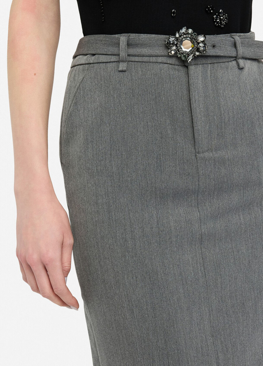 midi skirt with bejewelled belt