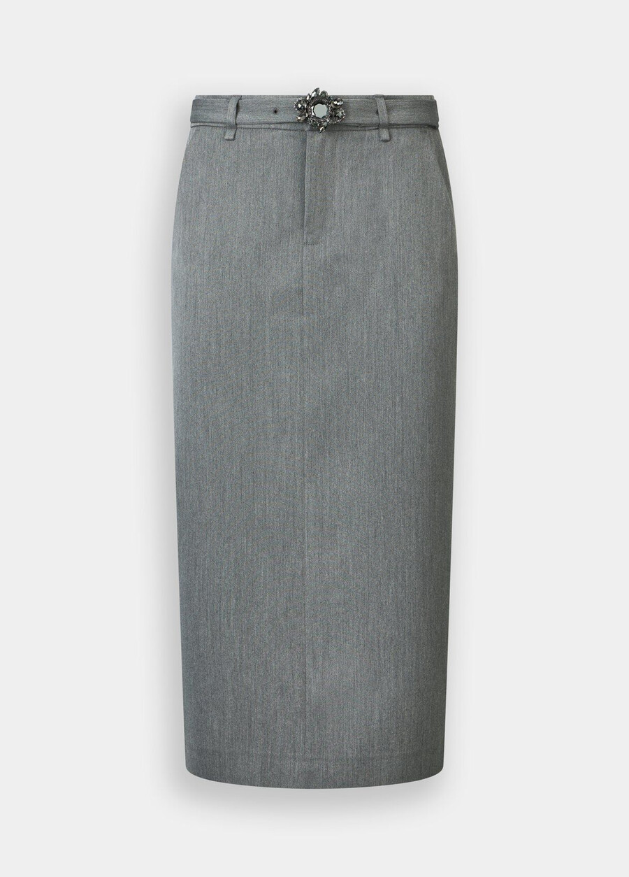 midi skirt with bejewelled belt