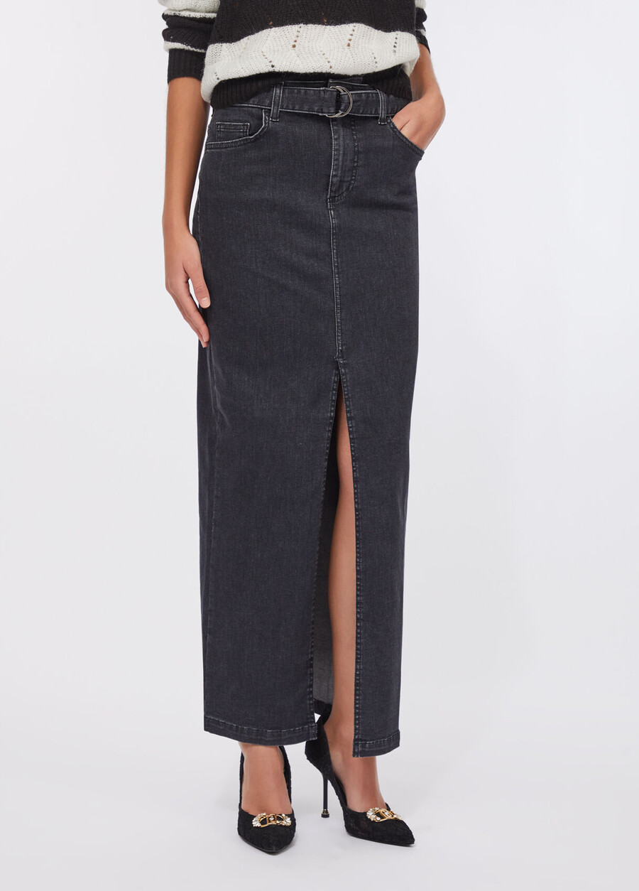denim skirt with belt