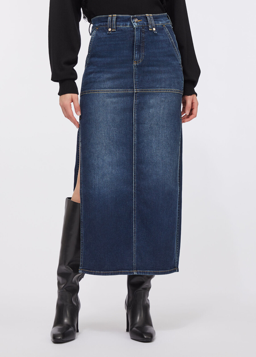 denim skirt with slits
