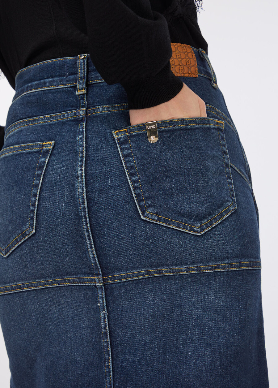 denim skirt with slits