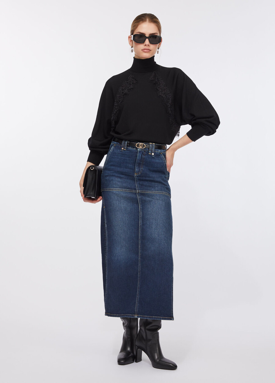 denim skirt with slits