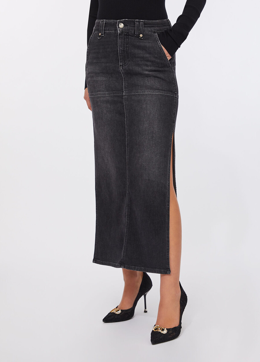 denim skirt with slits