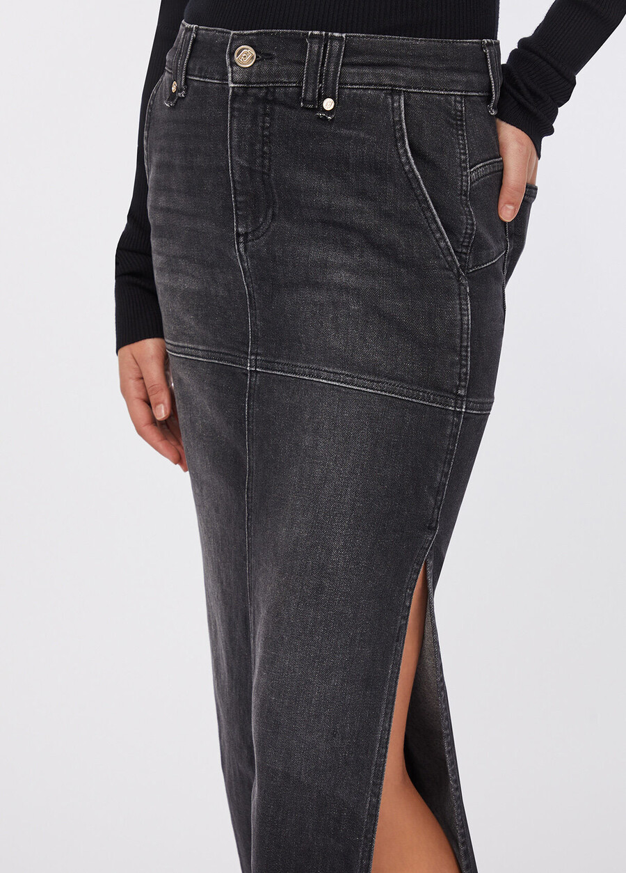 denim skirt with slits
