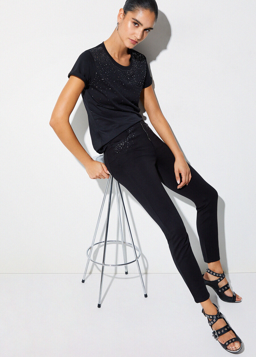 trousers with rhinestones