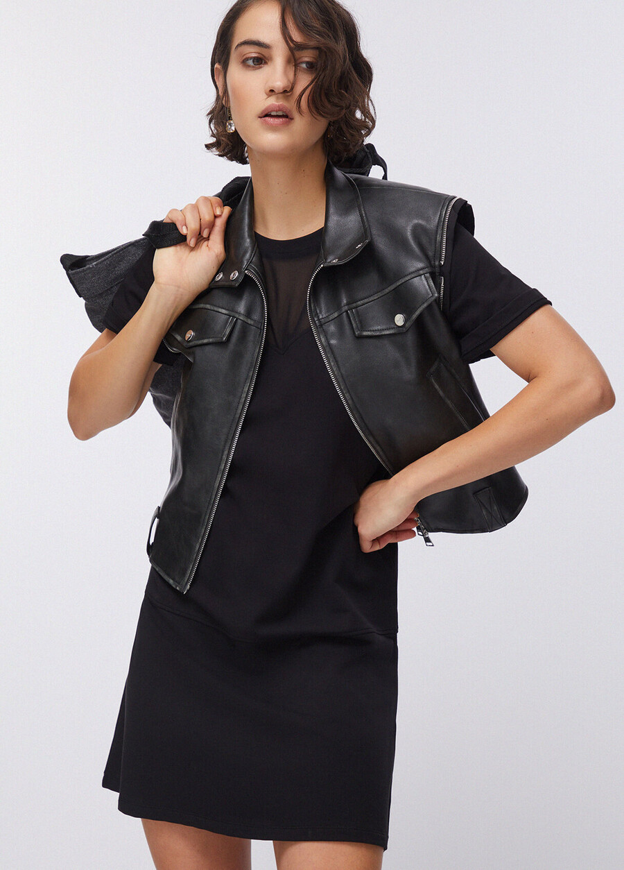 plush dress with mesh details