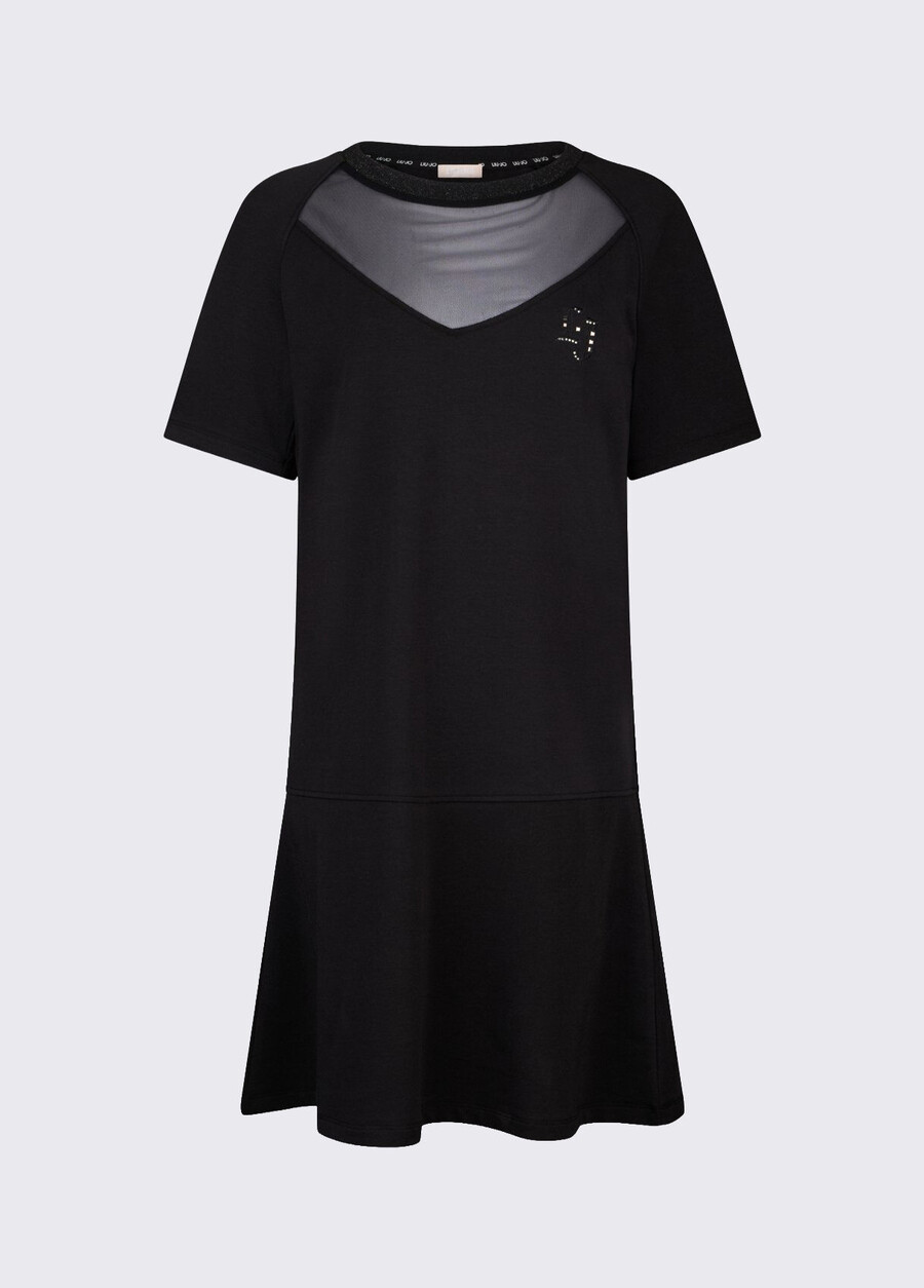 plush dress with mesh details