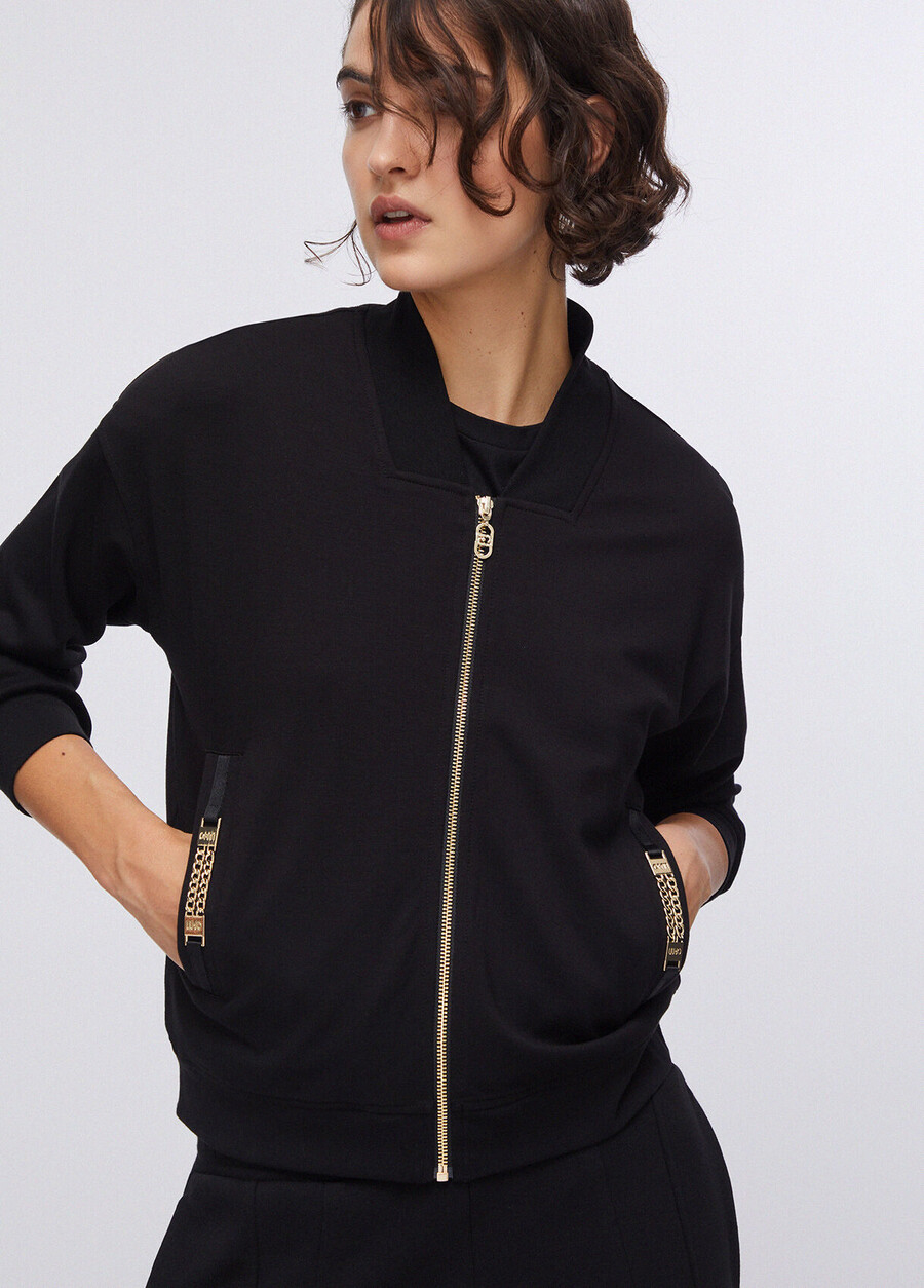 sweatshirt with zip and chain details