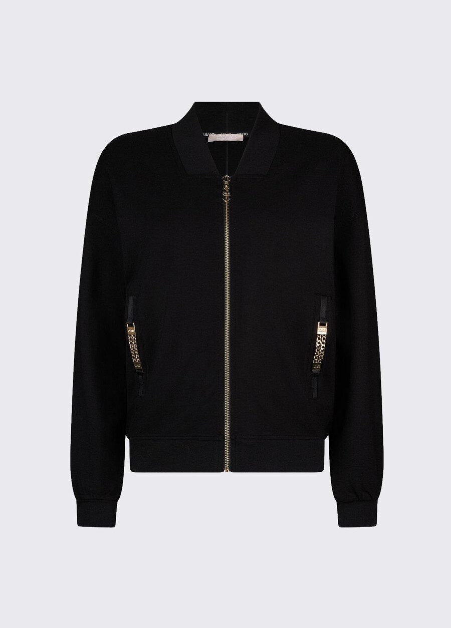sweatshirt with zip and chain details