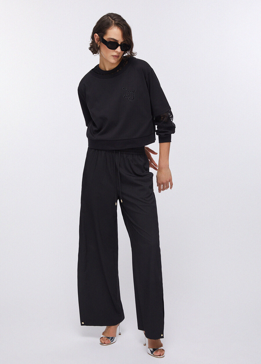 sweatshirt with lace inserts