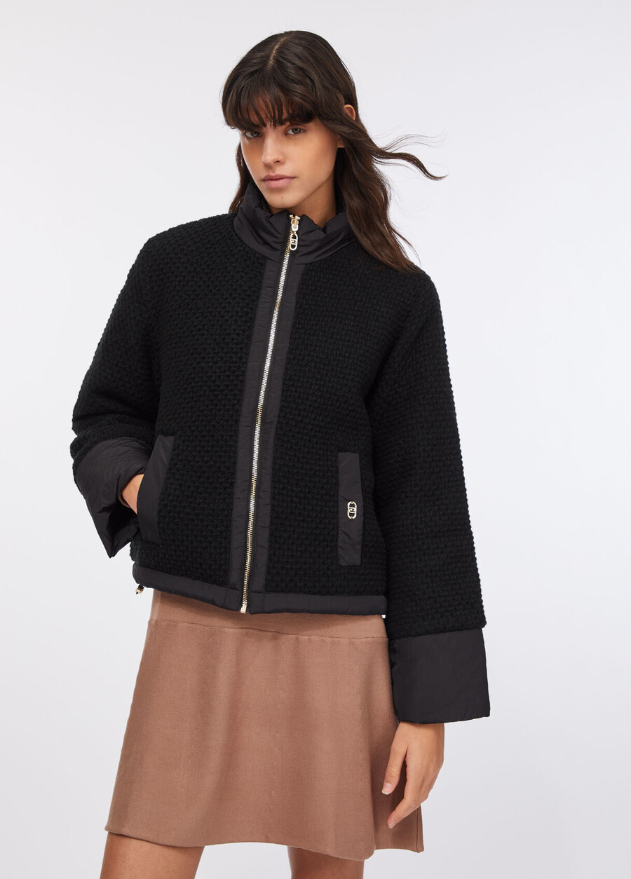 quilted nylon and mesh jacket