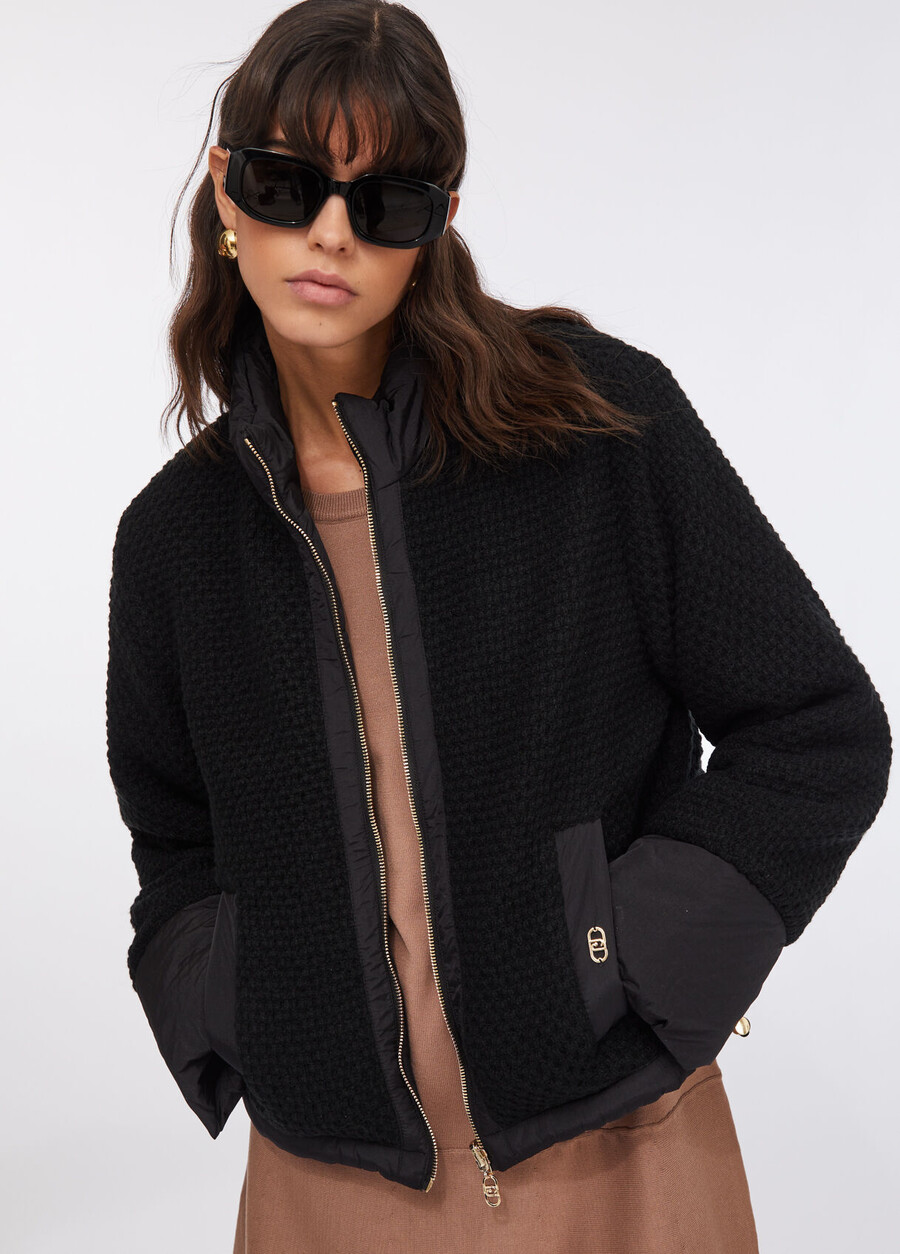 quilted nylon and mesh jacket
