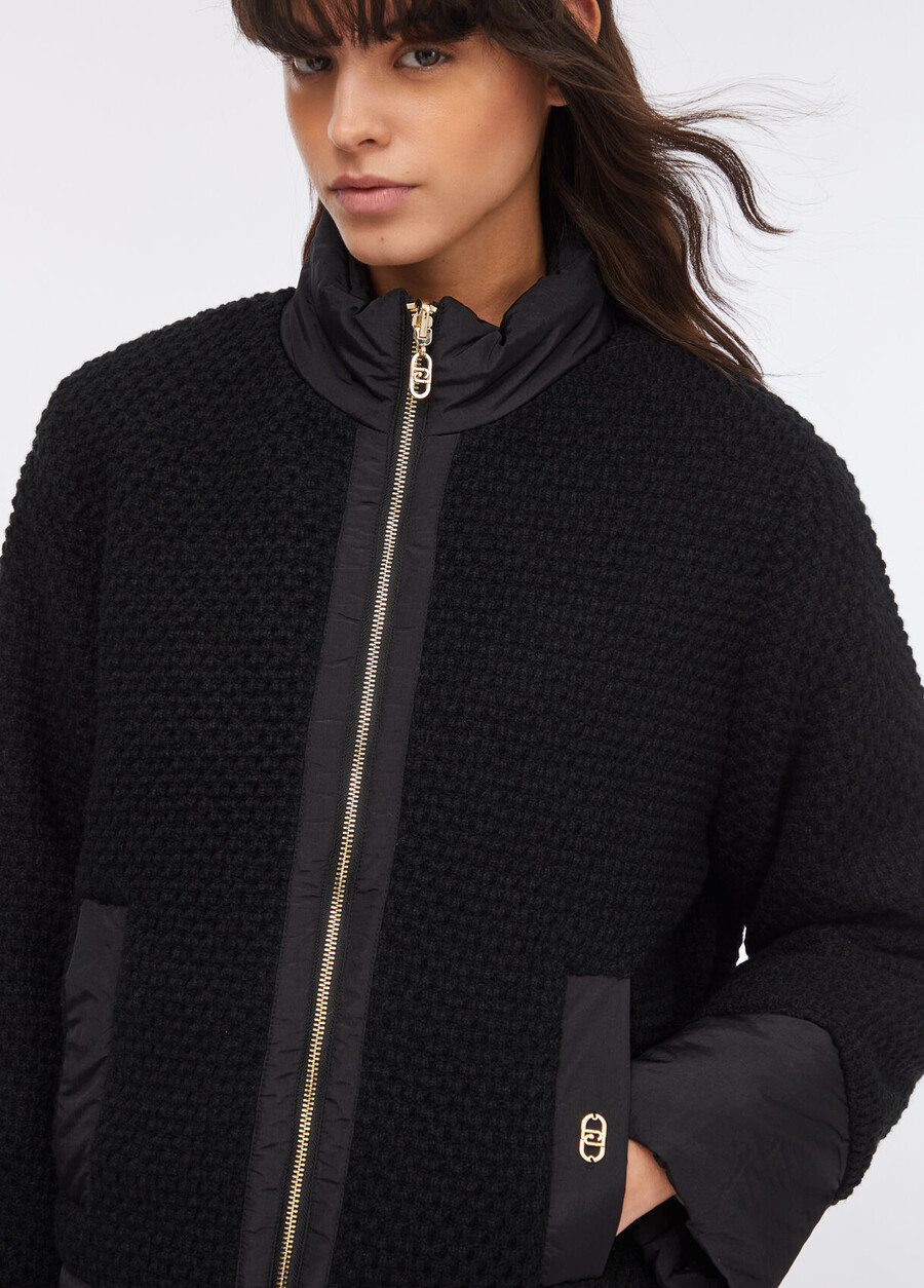 quilted nylon and mesh jacket
