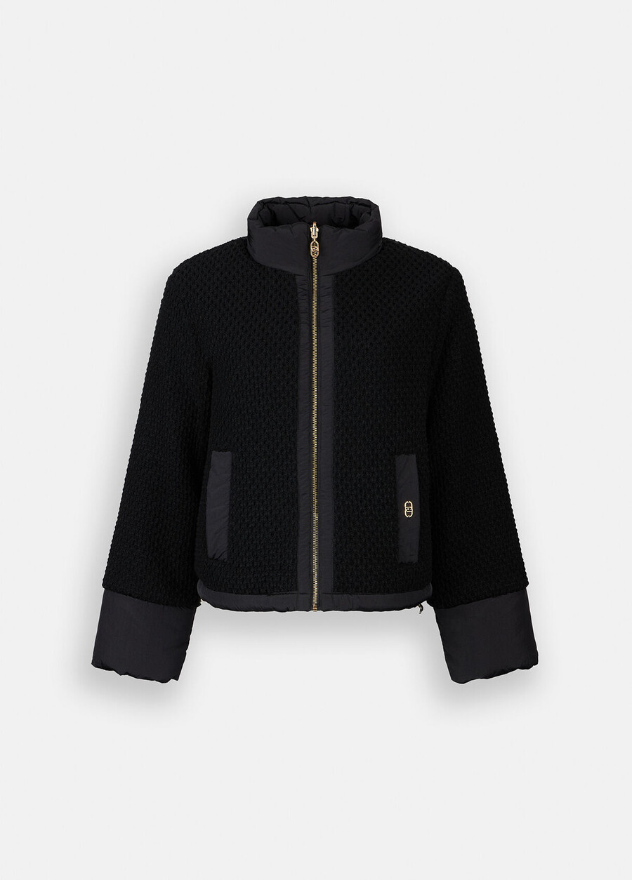 quilted nylon and mesh jacket