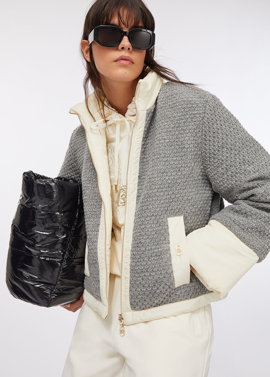 quilted nylon and mesh jacket