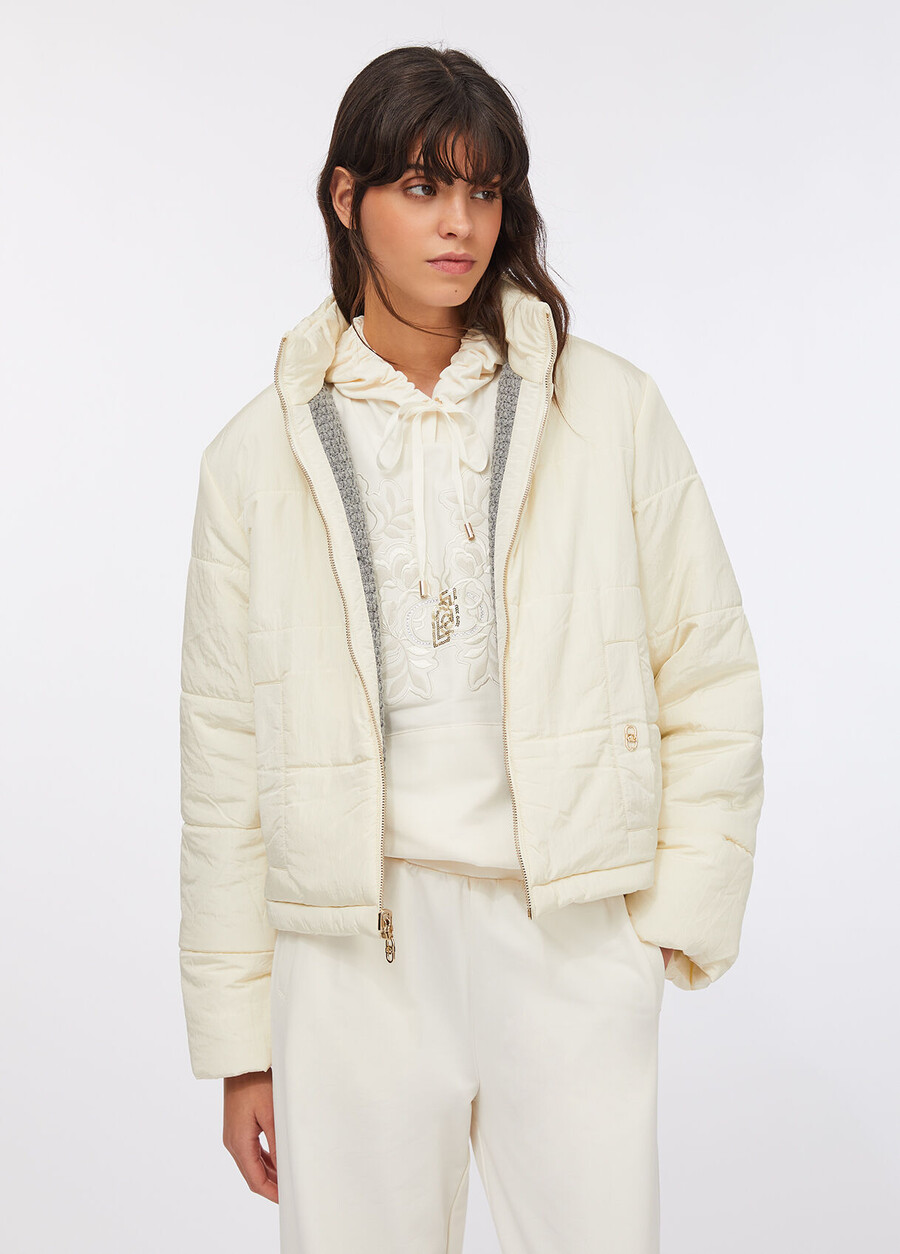 quilted nylon and mesh jacket