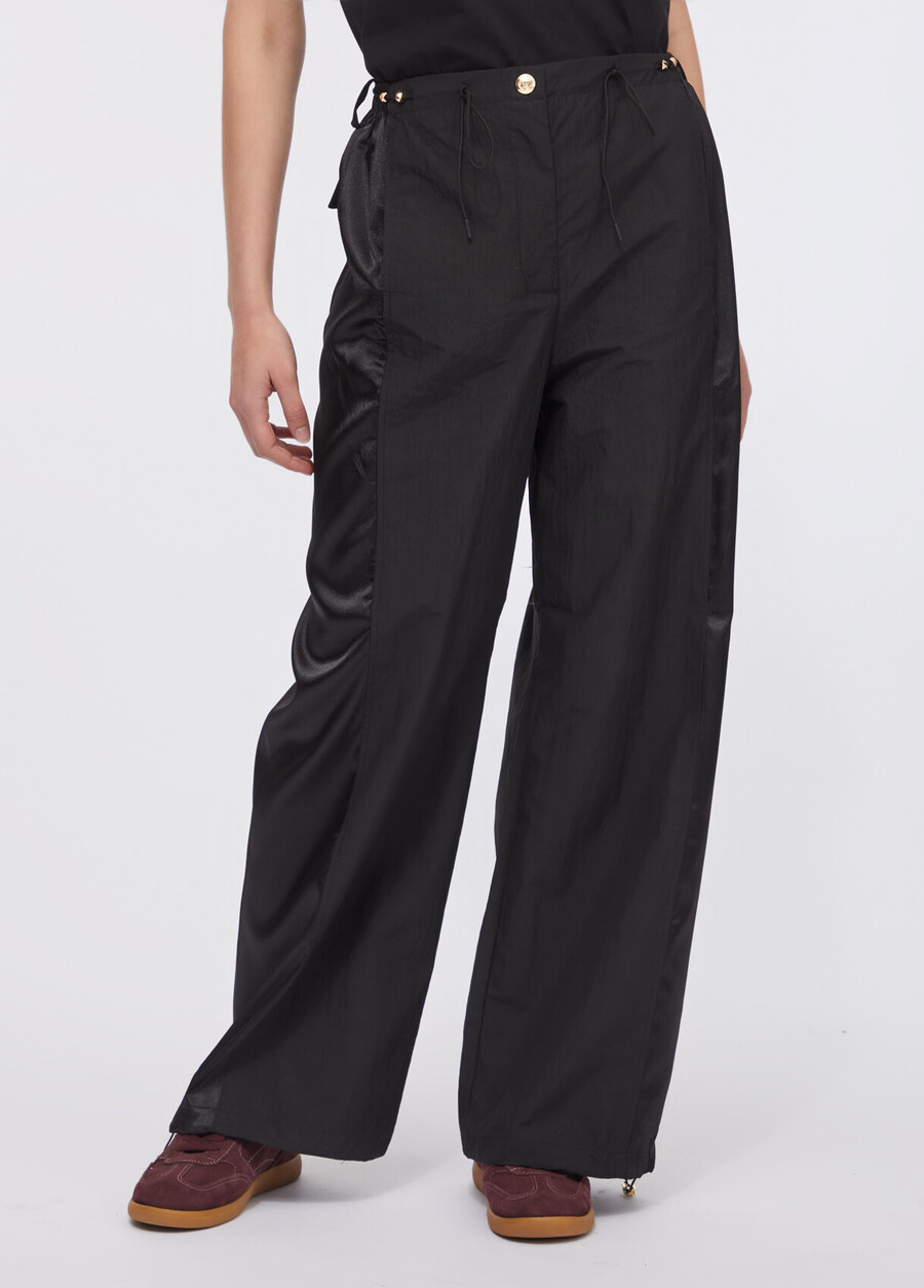 jogging trousers in nylon and satin