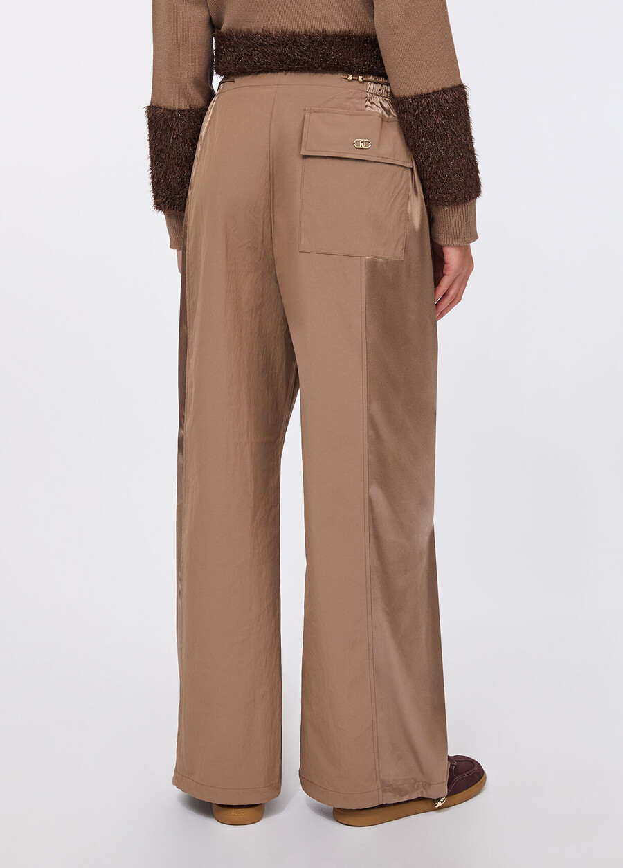 jogging trousers in nylon and satin